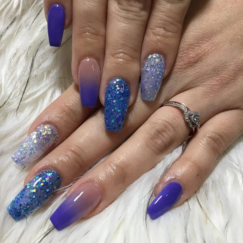 Glitter Sizzling Blue Nails