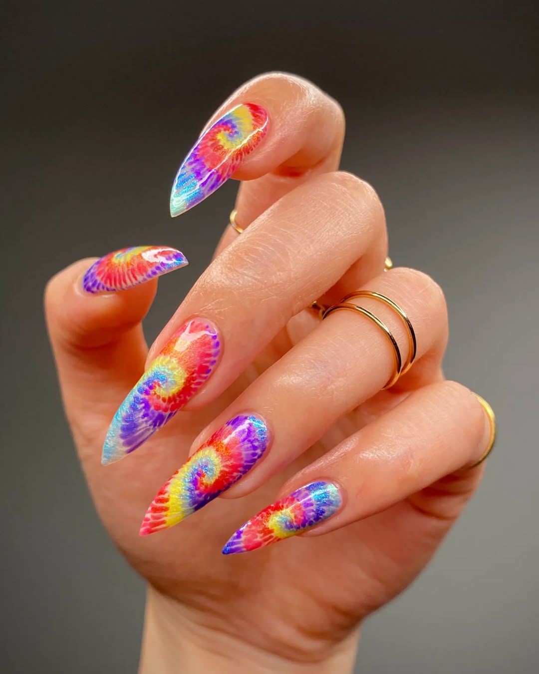 Colorful Tie Dye Nail Ideas
